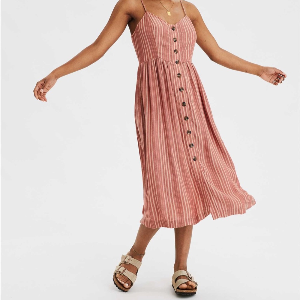 American Eagle Button Down Spaghetti Strap Rust T… - image 1